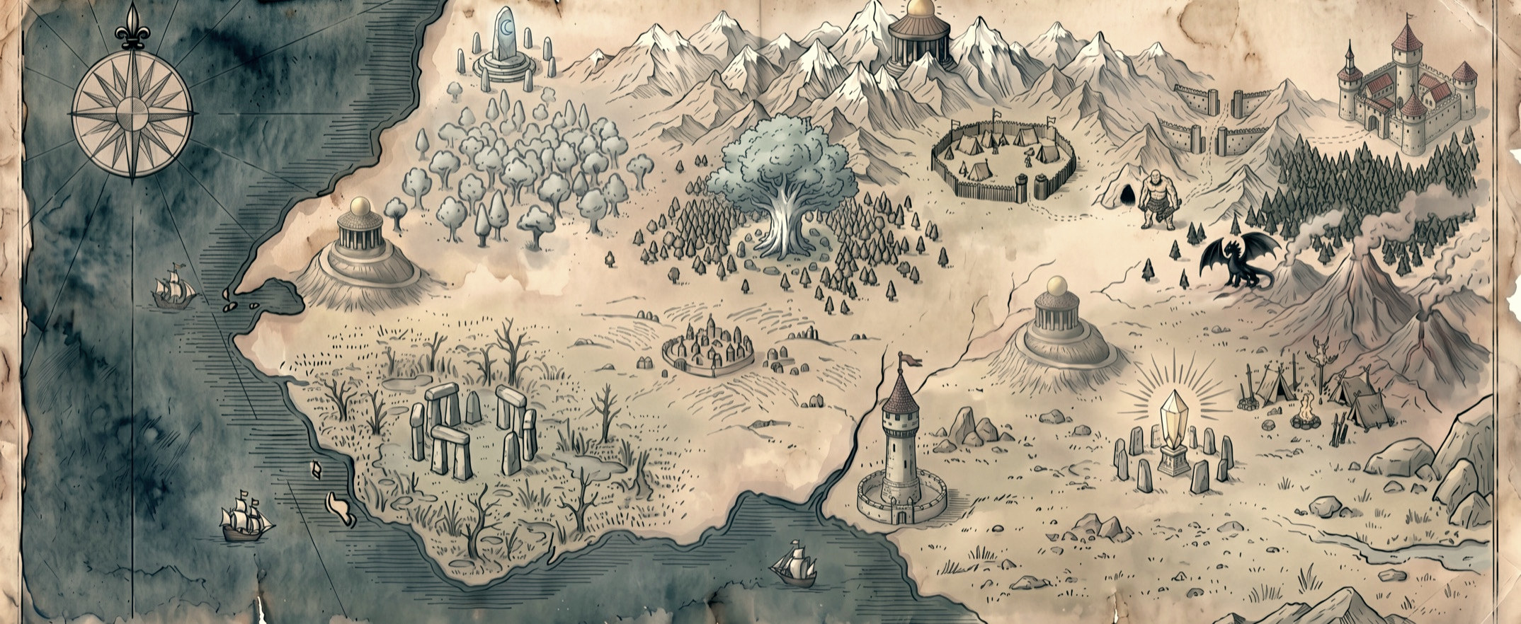 Map of the crusade: the twenty chapters in order, from the mire in the south-west to the spiral mount in the north
